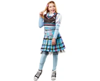 Role play-set for kids Frankie Stein digital printed dress with detachable belt accessory and lightning bolt hair clip, size S